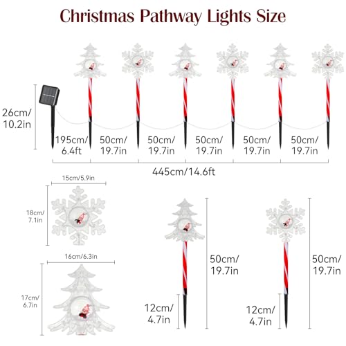 Solar Walkway Lights Outdoor, 8 Pack Candy Cane Christmas Decorations L731
