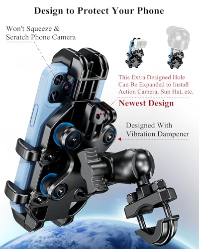 Motorcycle Phone Holder with Vibration Dampener, Anti-Shake Mount for Handlebar Q60385