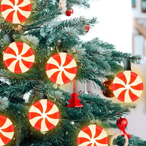 Unicorn Christmas Lollipop Pathway Lights, 10 LED Peppermint String Lights with Stakes Z721