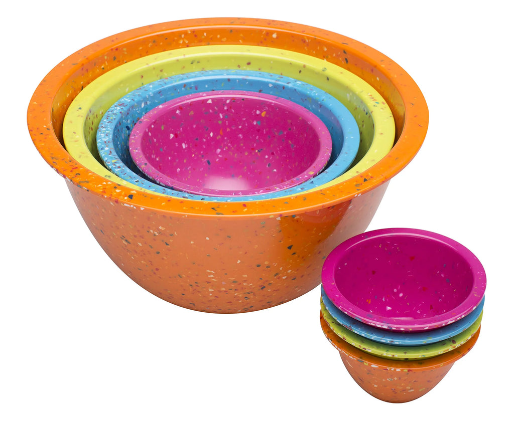 Mixing Bowls 4-Piece Nesting Set, Durable Melamine, Orange Kiwi Turquoise Magenta P1714