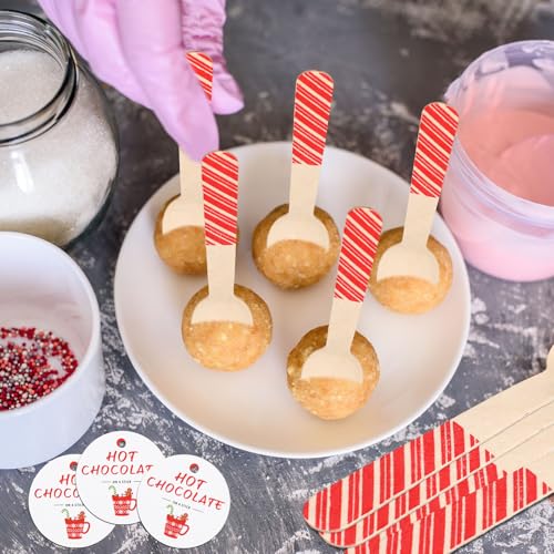 100 Set Christmas Wooden Spoons for Hot Cocoa, Chocolate, and Baking U148