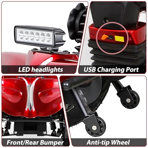 Heavy Duty 4 Wheel Mobility Scooter for Seniors & Adults, 500 lbs Capacity S153
