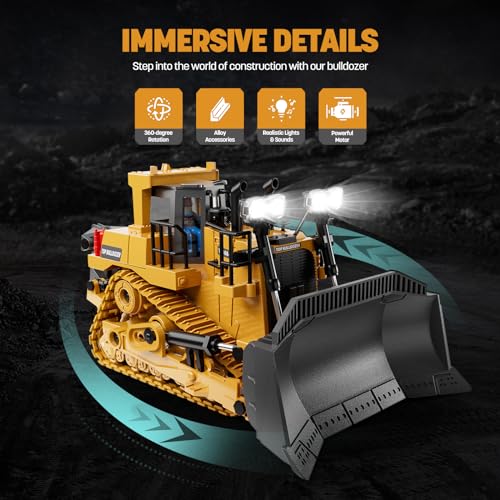 Remote Control Excavator Construction Toy for Boys with Metal Shovel and Lights J5730