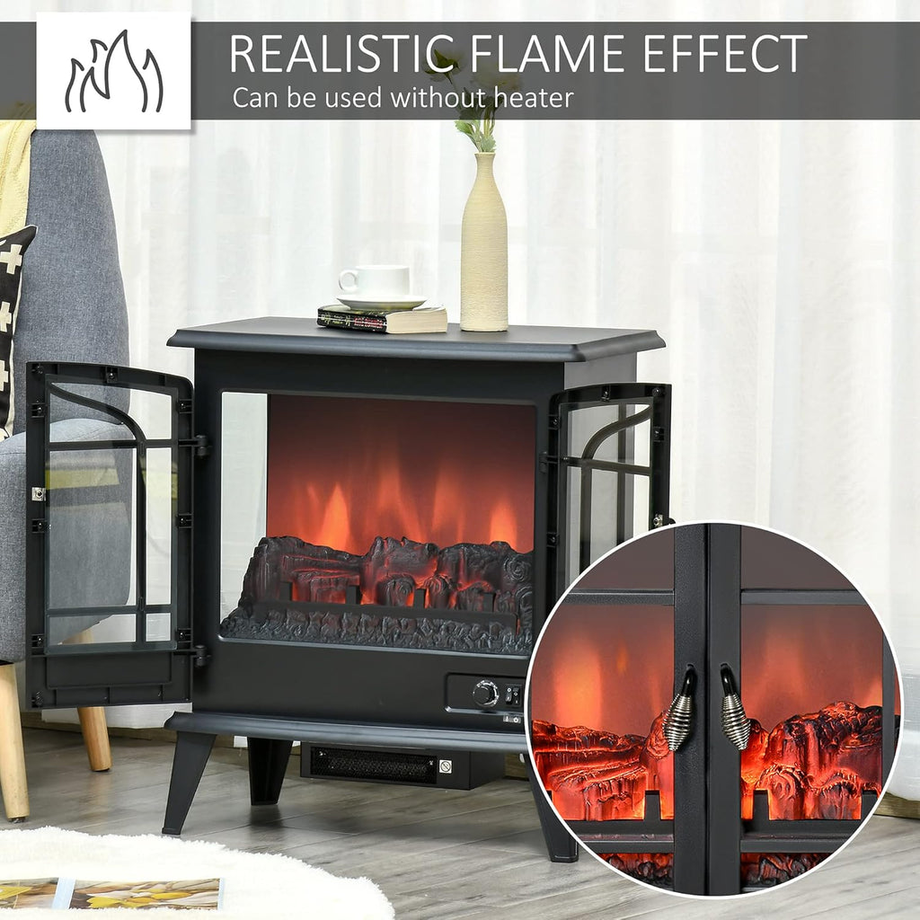 Electric Fireplace Heater, Freestanding Stove with LED Flames, 1400W V13182