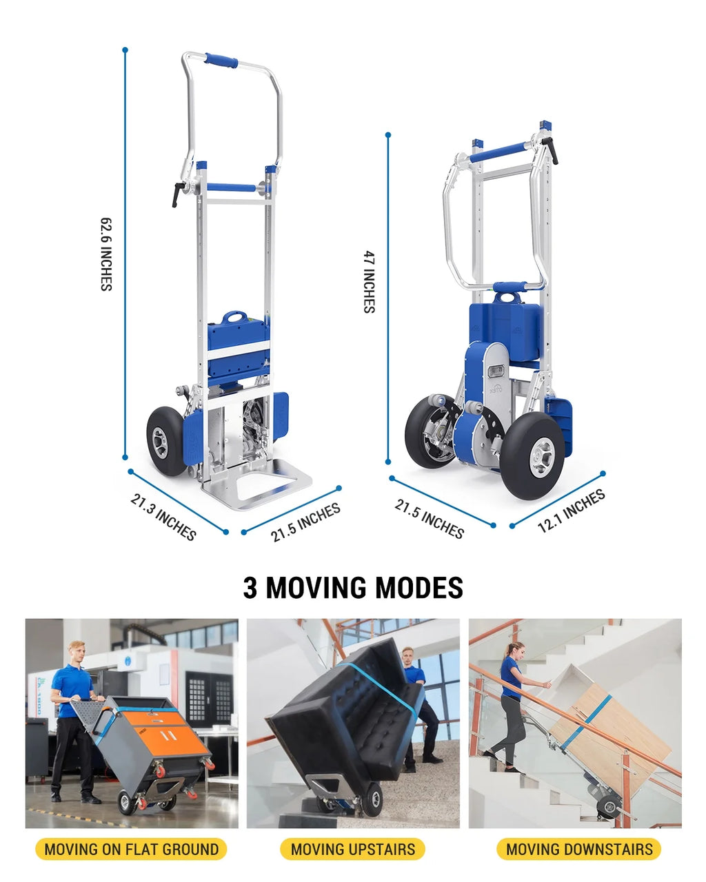 Electric Stair Climbing Hand Truck Dolly Cart with Auto Edge Brake, 375LBS Capacity O5358