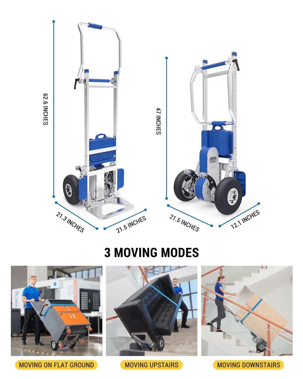 Electric Stair Climbing Hand Truck Dolly Cart with Auto Edge Brake, 375LBS Capacity O5358