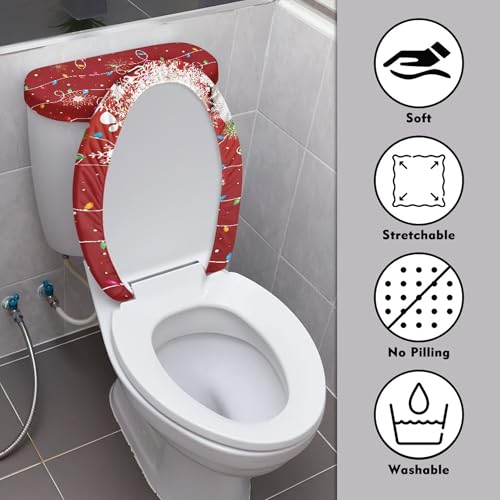 Christmas Toilet Lid and Tank Cover Set for Bathroom Decor K51670