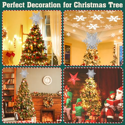 Snowflake Christmas Tree Topper LED Rotating with Projection Slides S187630