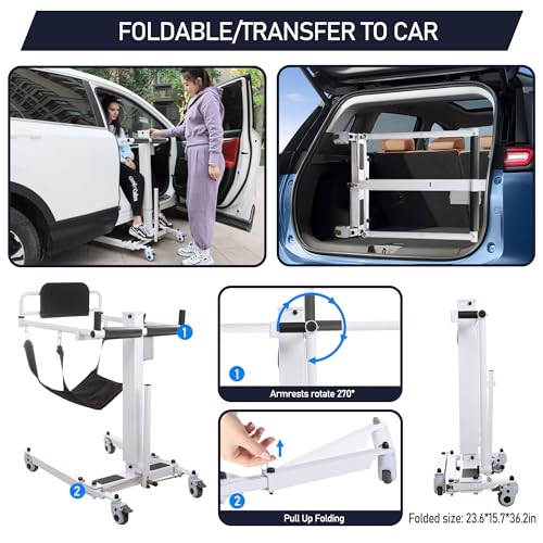 Patient Lift Transfer Chair for Home, Bathroom, Bedside, Shower, and Car R3263