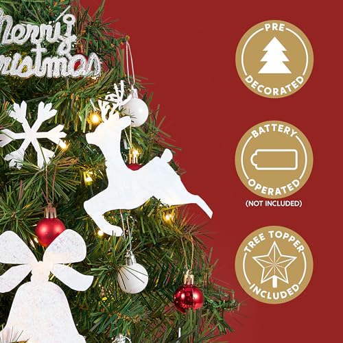 24" Mini Christmas Tree Tabletop Set with LED Lights and Star Treetop Z113832