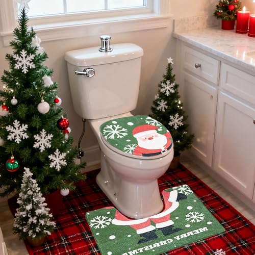 Christmas Bathroom Rugs with Toilet Seat Cover Non Slip U Shaped S66242