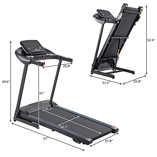 Folding Treadmill for Apartment, Electric Running Machine with Bluetooth and 3 Incline Options P470875