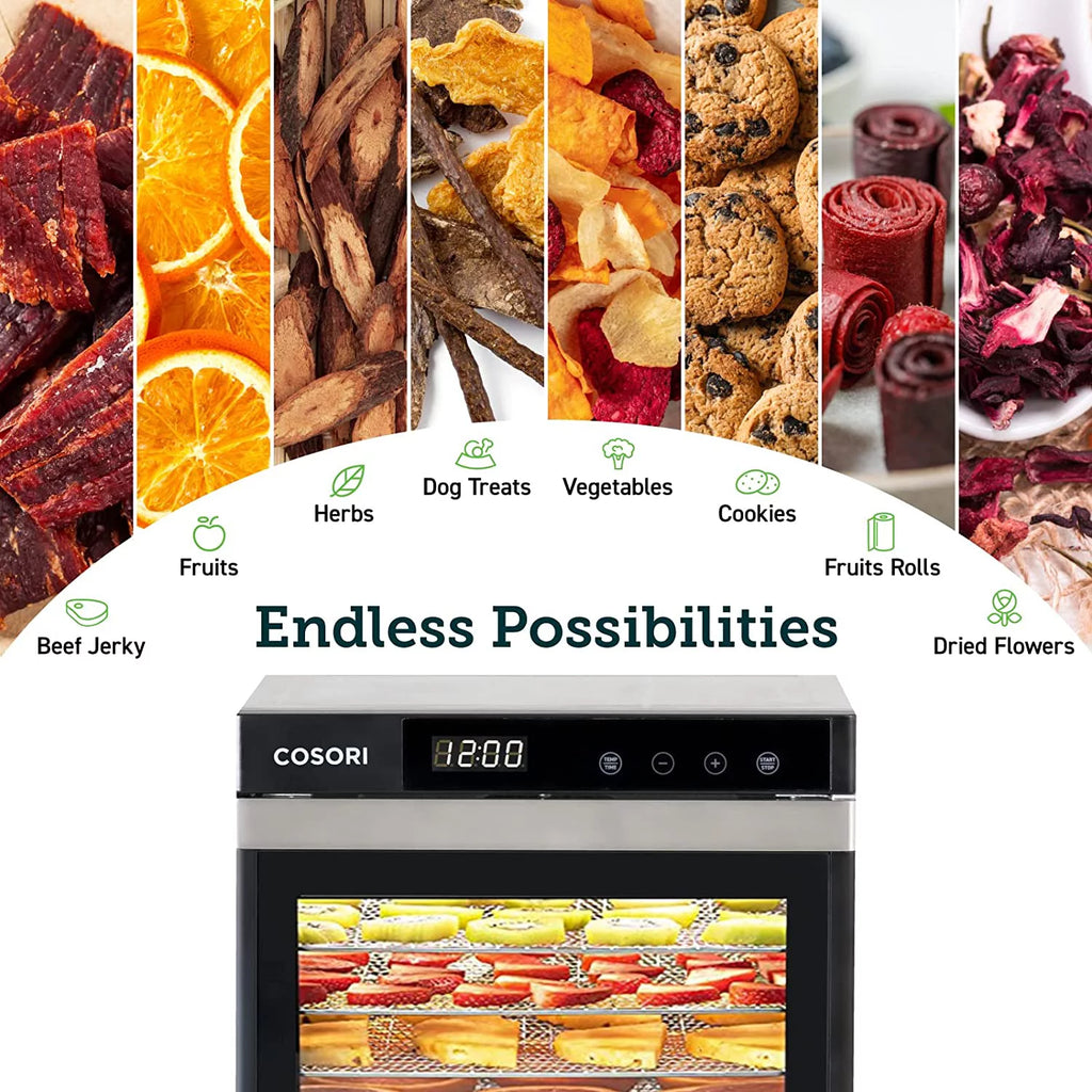 Food Dehydrator with 6 Stainless Steel Trays and Digital Timer A329