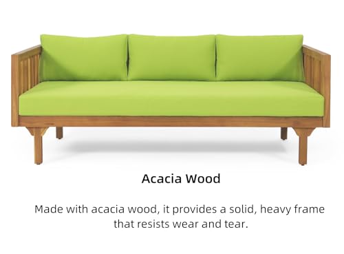 Outdoor 3 Seater Daybed with Cushions, Acacia Wood Patio Sofa D905