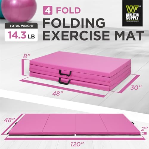 10' x 4' 4-Fold Folding Exercise Mat with Carrying Handles, 2 or 3 Inch Thick L713449