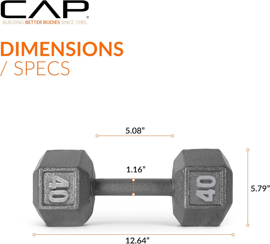 Cast Iron Hex Dumbbell, 40 lb M204