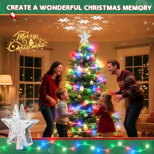 Snowflake Christmas Tree Topper LED Rotating with Projection Slides S187630