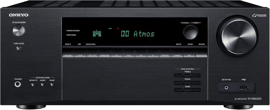 Onkyo TX-NR6050 7.2-Channel Network Home Theater Smart AV Receiver 8K/60, 4K/120Hz Black (Renewed)