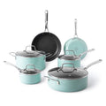 Martha Stewart Lockton 14 Piece Premium Non-Stick Heavy-Gauge Aluminum Cookware Combo Set (Pots, Pans, and Tools) - Black w/Gold Handles
