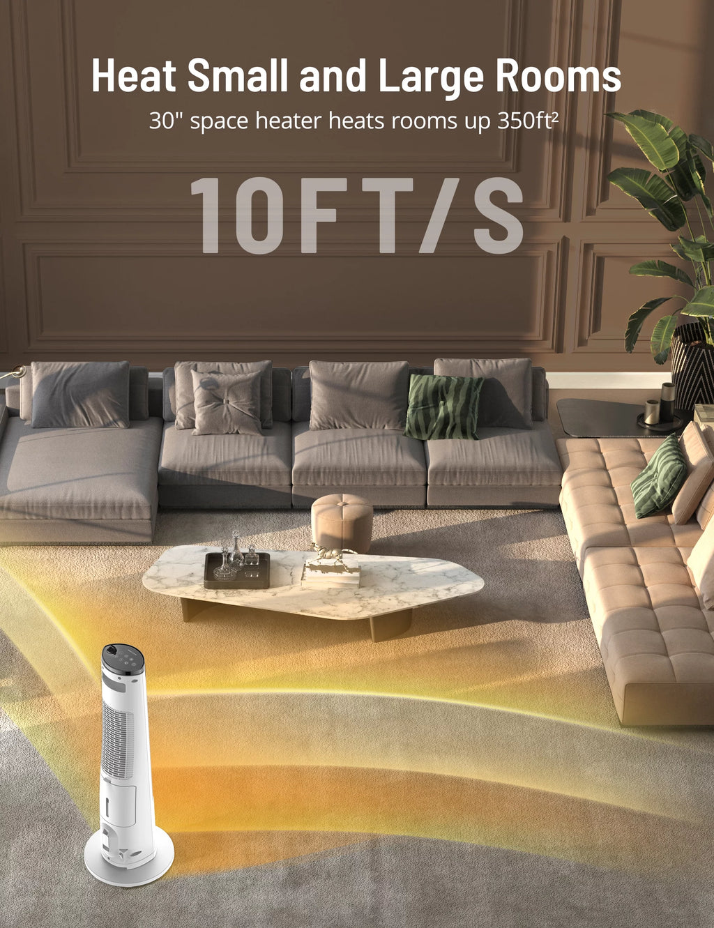 Space Heater Humidifier Combo, 2-in-1 Tower Heater with Adjustable Thermostat, 3 Heat Levels, Mist, 12H Timer A337