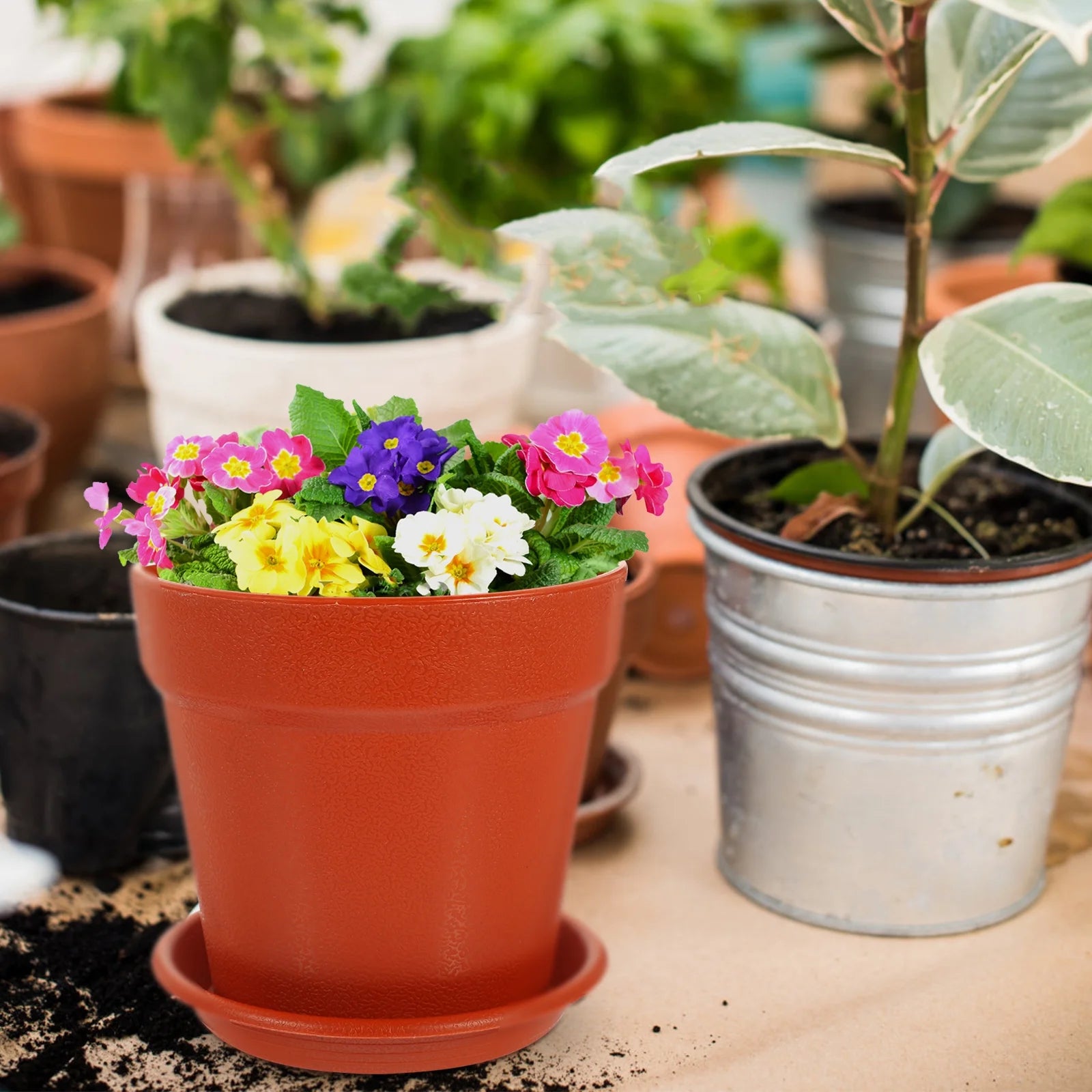 10 Sets Plastic Flower Pots for Garden Nursery O680656