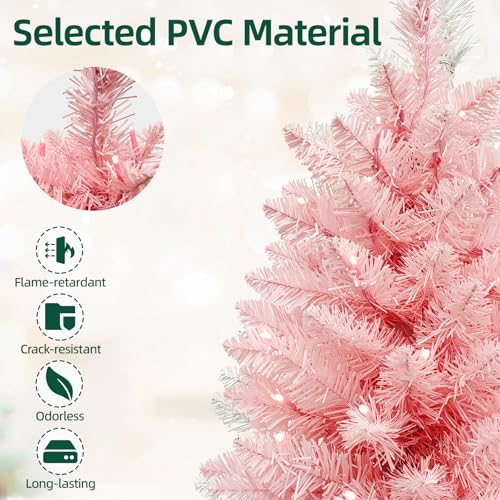 2ft Pre Lit Artificial Mini Christmas Tree with 50 LED Warm Lights F389906