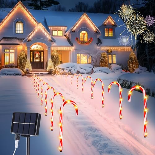 Solar Candy Cane Lights Outdoor Pathway, 8 Modes LED Christmas Decorations Z884