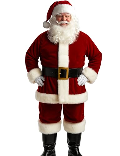 Men's Red Deluxe Santa Claus Costume Set 11pcs J141