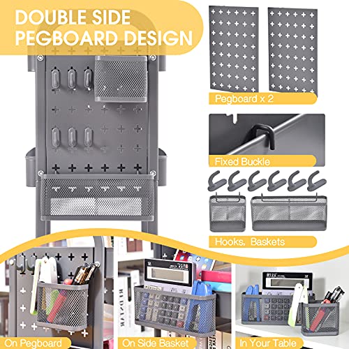 3-Tier Metal Rolling Storage Cart with Pegboards and Baskets S25376