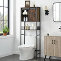 IDEALHOUSE Over The Toilet Storage Cabinet, Farmhouse Above Toilet Storage Cabinet with Sliding Door and Adjustable Shelf, Bathroom Storage Cabinet, Rustic Brown