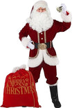 Santa Claus Costume for Men Deluxe Christmas Santa Suit 11pcs Red Adult Professional Xmas Cosplay Party Holiday Outfit