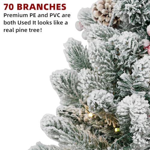 2FT Pre-lit Snow Flocked Tabletop Christmas Tree with LED Lights M619