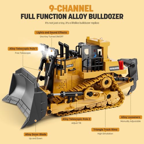 Remote Control Excavator Construction Toy for Boys with Metal Shovel and Lights J5730