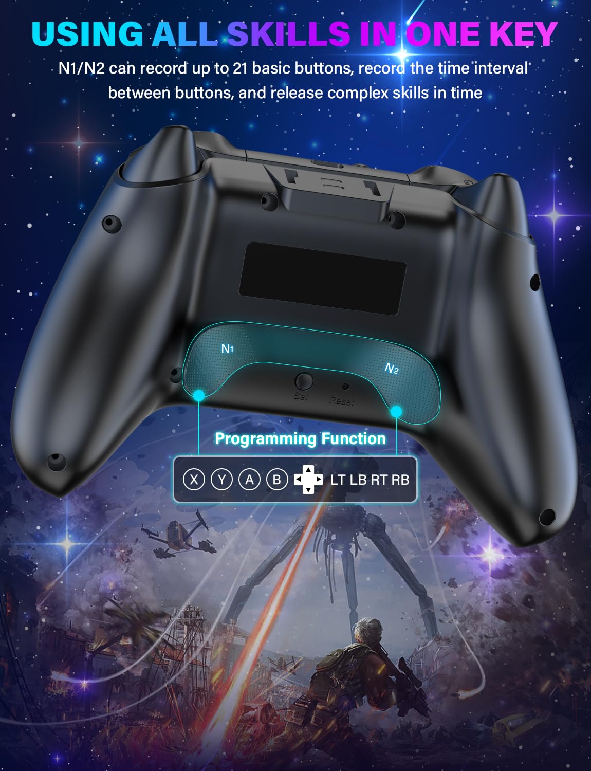 Wireless Switch Controller with RGB LED, Rechargeable Gamepad N3304