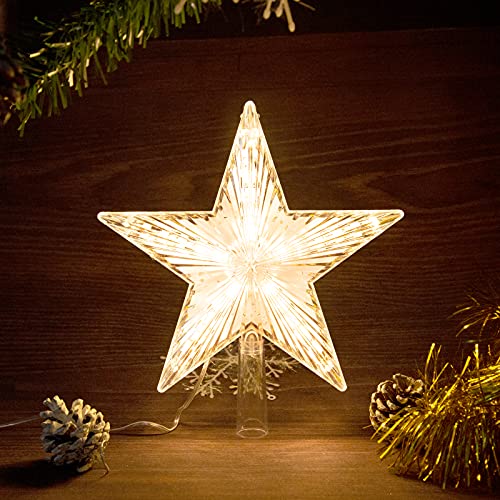 Christmas Tree Topper Star with Warm White Light, 8.7 Inch B717833
