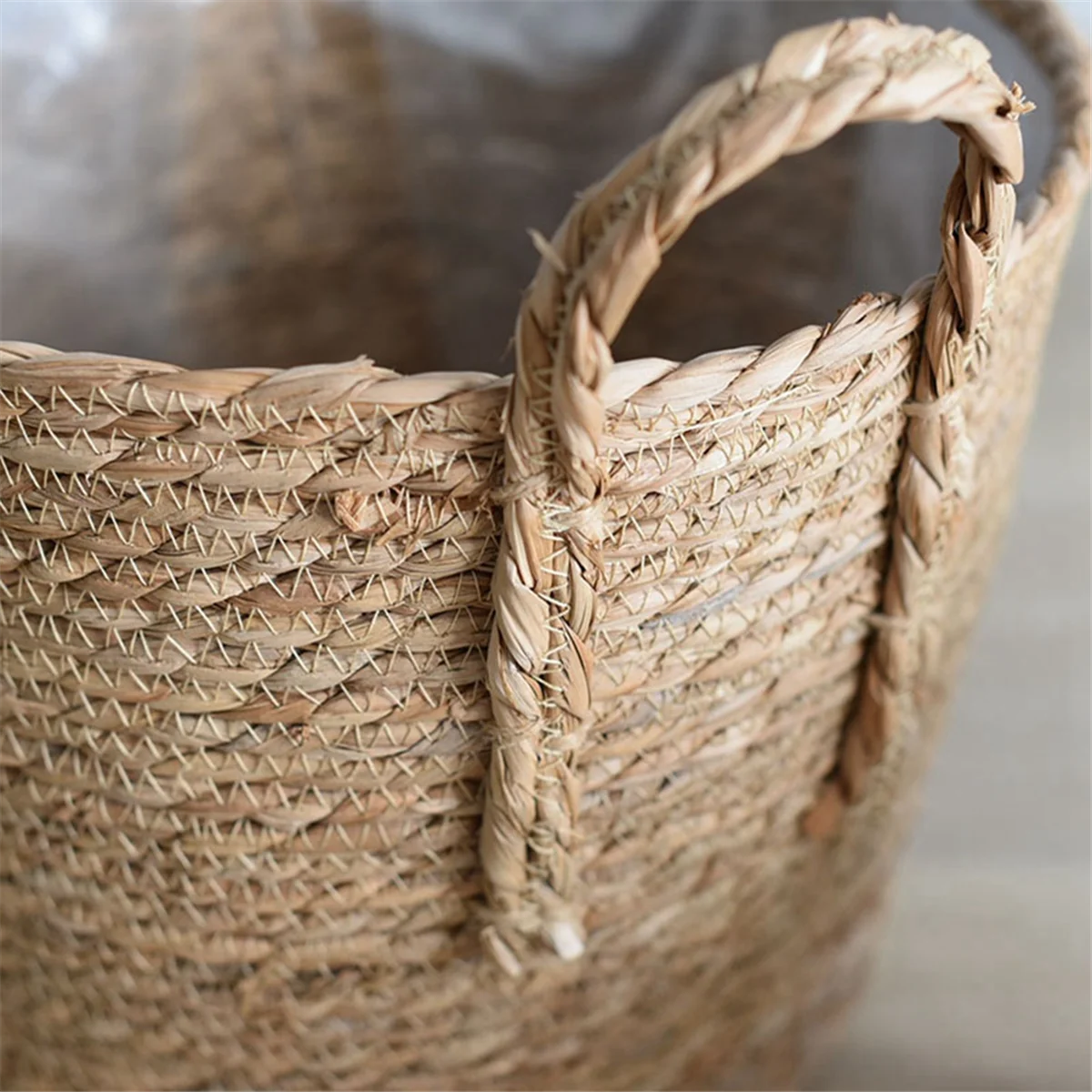 Wicker Seagrass Planter Basket with Woven Cover F351543