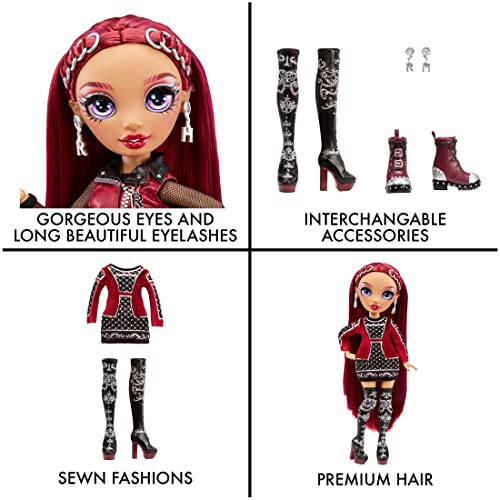 Burgundy Red Fashion Doll with 2 Designer Outfits and Accessories H952032