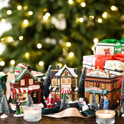 Pre-Lit Christmas Village Set, Battery Operated Tabletop Decor (17 PCS) C3795
