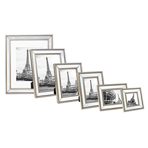 8x10 Gold Mirror Bead Picture Frame with Dotted Border for Wall Display and Tabletop K71832