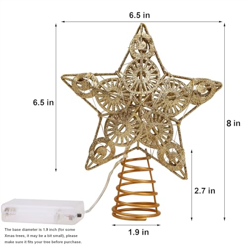Star Tree Topper with 20 LED Lights, Battery Powered Christmas Decorations W511339