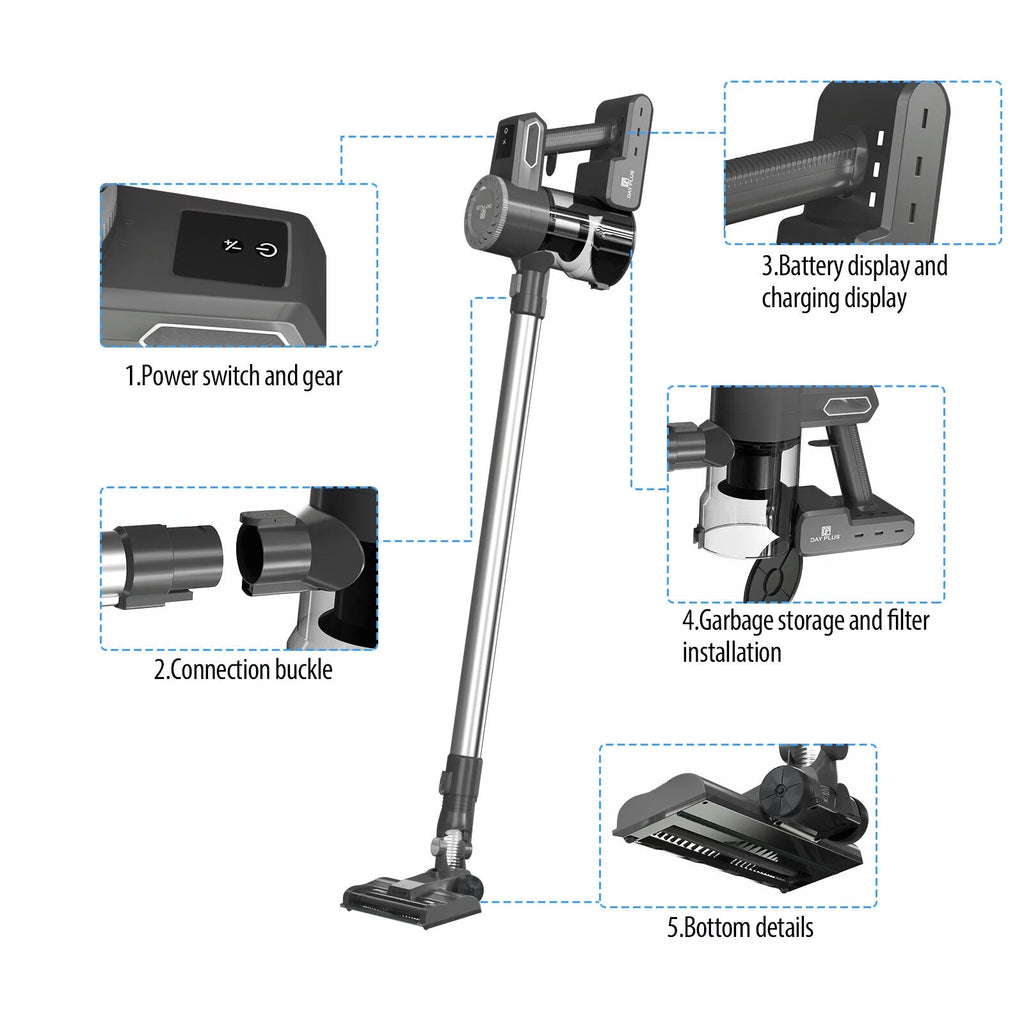 Cordless Stick Vacuum Cleaner with LED Light for Pet Hair and Hard Floor T49566