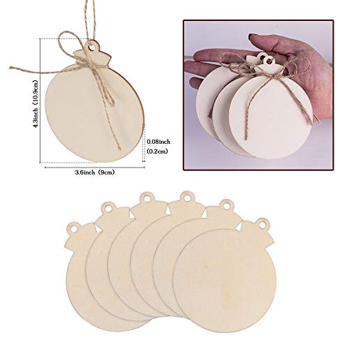 50pcs DIY Wooden Christmas Ornaments for Crafts, 4" Blank Unfinished Wood Slices to Paint Q2509