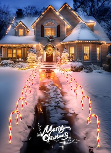 Solar Candy Cane Lights Outdoor Pathway, 8 Modes LED Christmas Decorations Z884