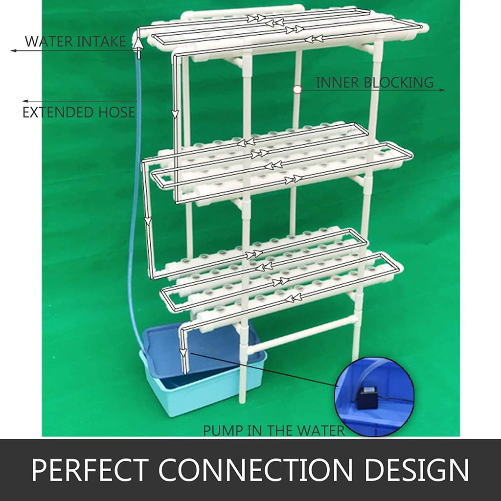 3 Layers 108 Plant Sites Hydroponic Grow Kit with 12 Pipes M340152