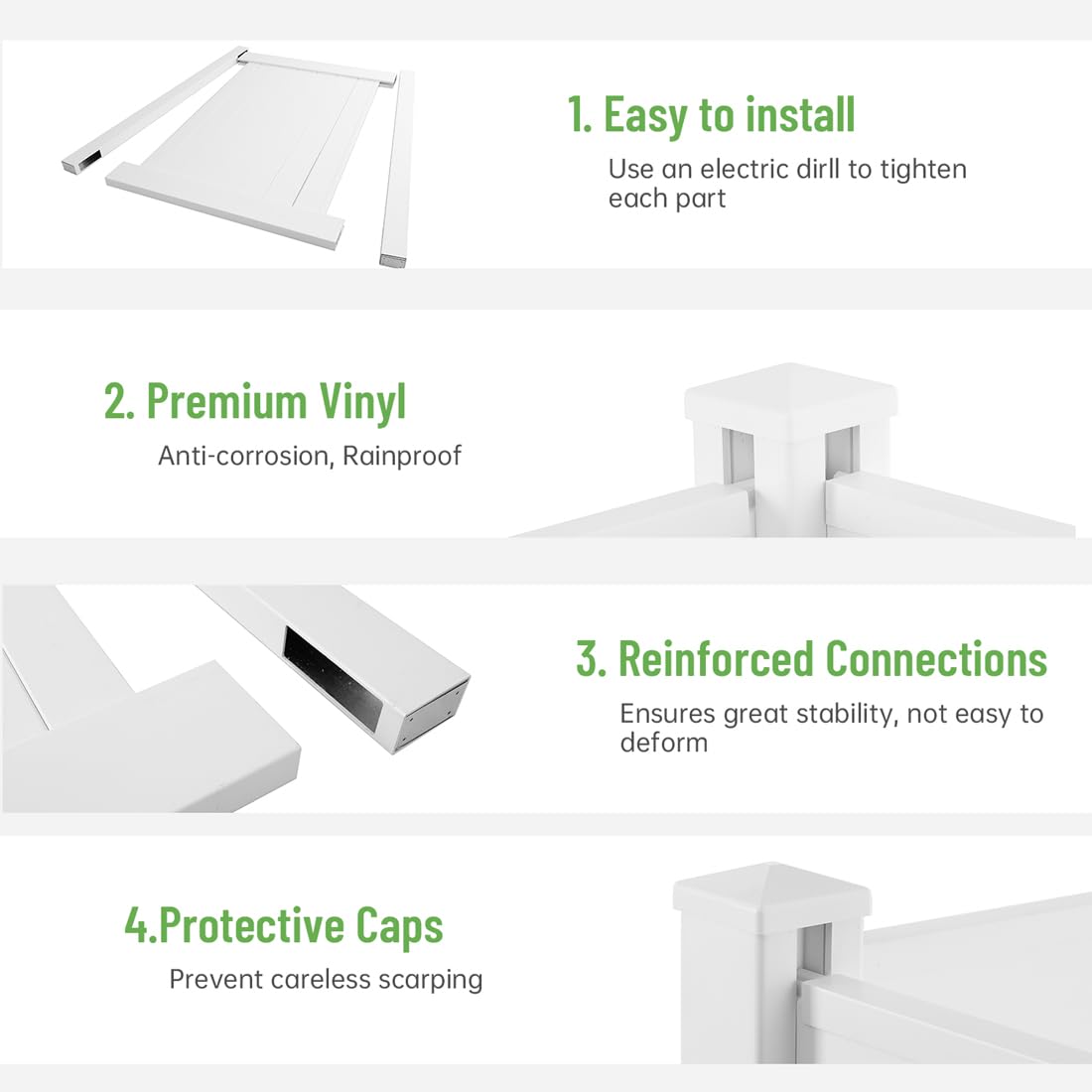 Vinyl Fence Screen Kit with Metal Stakes, White (2 Panels) E521