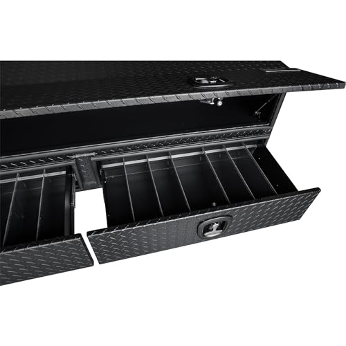 Aluminum Heavy-Duty Flatbed Truck Tool Box with Lower Door, Diamond Tread, 21 x 18 x 72 Inch G66991