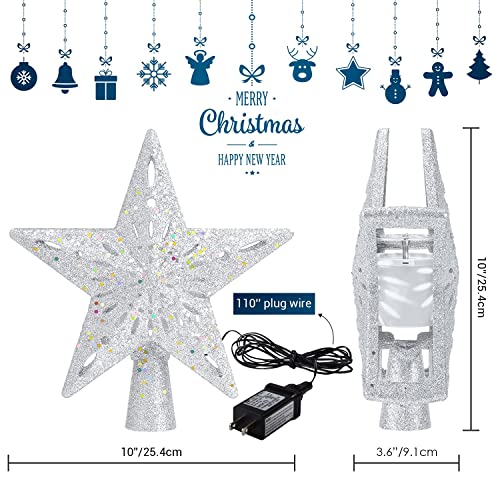 Snowflake Christmas Tree Topper LED Rotating with Projection Slides S187630