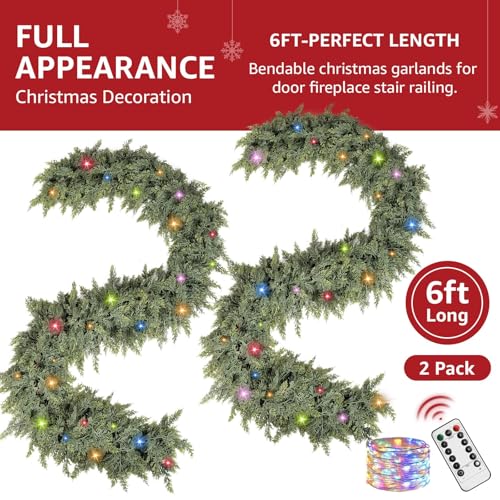 9ft Prelit Faux Pine Garland with Lights for Mantle K657616