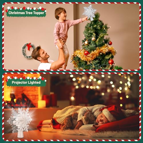 Snowflake Christmas Tree Topper LED Rotating with Projection Slides S187630
