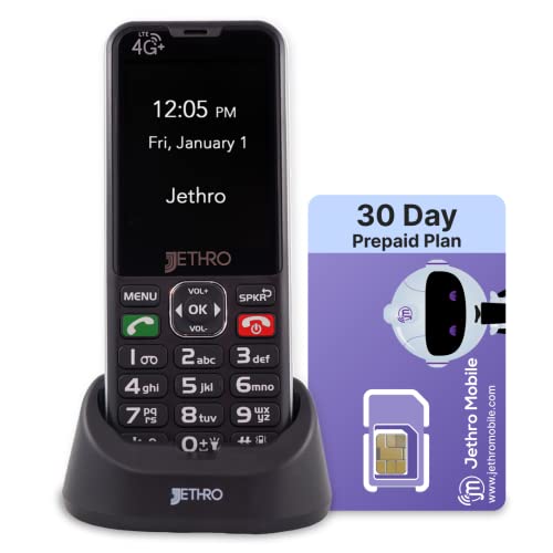 Jethro SC490 4G Unlocked Large Button Cell Phone for Seniors + Unlimited Talk & Text, 4GB of High-Speed Data | 6-Month Plan
